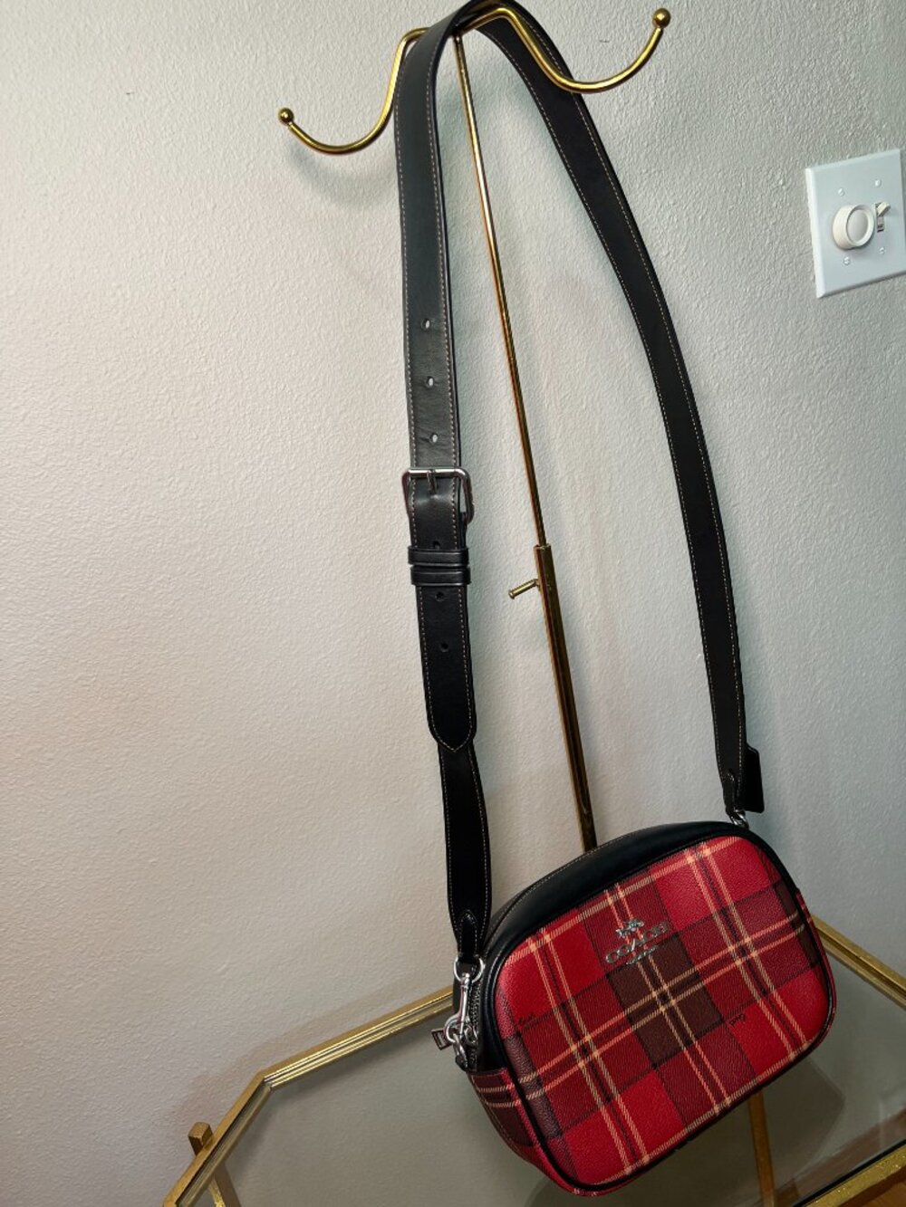 COACH RED TARTAN PLAID CROSSBODY BAG - Picture 6 of 8